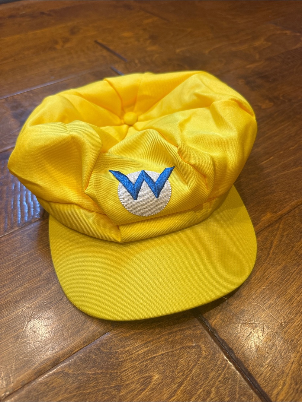 Yellow Wario-Inspired Mario Party Hat with Blue 'W' Logo
